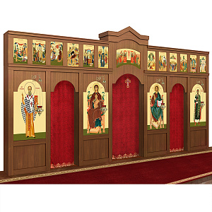 Иконостас "Самарский" двухъярусный, цвет "ноче экко", 608х40х345 см (без Царских врат и диаконских дверей)