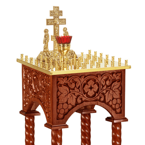 Панихидный стол на 36-50 свечей "Суздальский", цвет "кипарис", колонны, резьба, высота 100 см фото 8
