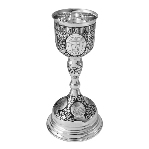 Евхаристический набор из 4 предметов №4, серебряный, ручная гравировка, оксидирование фото 5