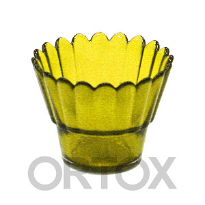 Стаканчик для лампады стеклянный рифленый желтый (стекло)