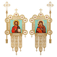Хоругви металлические с ликами Спасителя и Божией Матери "Владимирская", комплект, 48,3х112,7 см