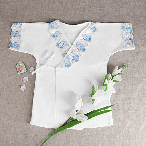 Рубашка для крещения из фланели, размер 56-62 (бело-розовая)