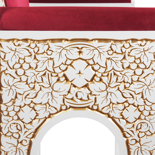 Архиерейский трон "Владимирский" белый с золотом (патина), 104х70х149 см фото 6