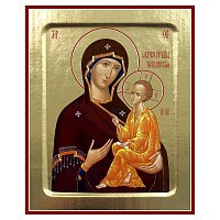 Икона Божией Матери "Тихвинская", на дереве, золочение (поталь), 12,5х16 см