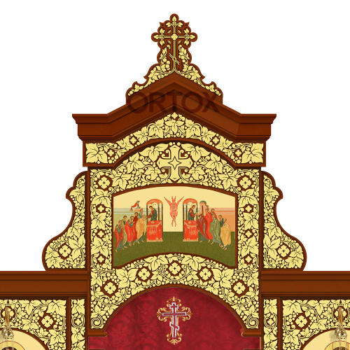 Иконостас "Суздальский" одноярусный, цвет "кипарис с золотом", 608х378х25,4 см фото 6