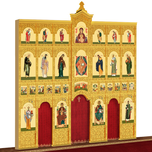 Иконостас деревянный "Суздальский" четырехъярусный, цвет "золото", 608х637х25,4 см фото 3