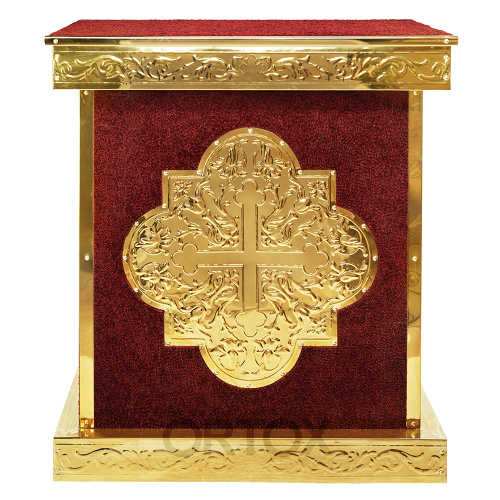 Подставка церковная "Синайская", чеканка, красная ткань, 83х48х90 см фото 2