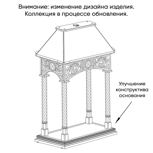 Аналой клиросный "Суздальский" белый с золотом (патина), колонны, четырехсторонний, 92х52х133 см фото 2