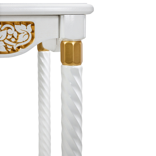 Стол "Суздальский" белый с золотом (патина), на 4 ножках, 60х60х76 см фото 4
