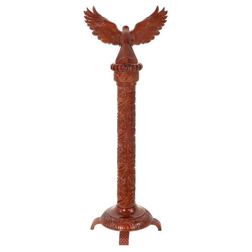 Аналой на одной колонне, цвет "кипарис", резной, с голубем, 45х45х120 см фото 3
