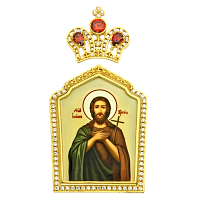 Накладка на митру "Иоанн Креститель" латунная, в позолоте, с камнями