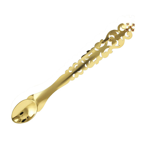 Лжица из ювелирного сплава в позолоте, с фианитами, длина 19,5 см Лжица из ювелирного сплава в позолоте, с фианитами, длина 19,5 см