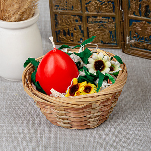 Свеча декоративная "Пасхальное яйцо" в корзине, высота 5 см (парафин)