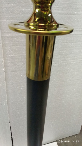 Столбик ограждения солеи металлический с шаром, 32х94 см, черный с золотом, У-1221 фото 3