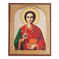 Икона великомученика и целителя Пантелеимона, МДФ, 10х12 см