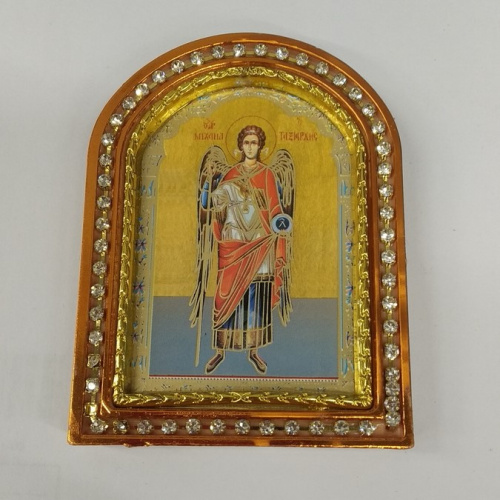 Икона настольная Архангела Михаила, пластиковая рамка, 6,4х8,6 см, У-0839 фото 4