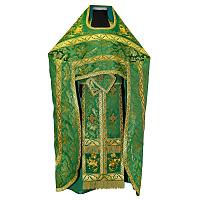 Иерейское облачение зеленое с иконой Пресвятой Троицы, вышивка, парча