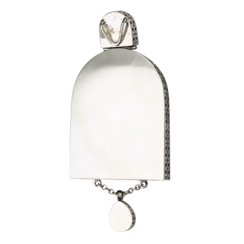 Панагия серебряная с цепью, чернение, фианиты, высота 16 см фото 2