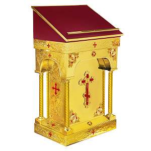 Аналой центральный "Палестинский", эмаль, литье, 87х52х120 см (красная ткань, литье)