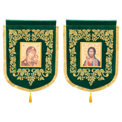 Хоругви малые вышитые зеленые, 45х65 см
