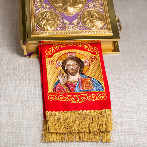 Закладка для Евангелия с иконой Спасителя, 160х14,5 см, вышивка фото 4