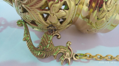 Лампада подвесная, латунь, 11х17 см, №3, У 13-0147 фото 5