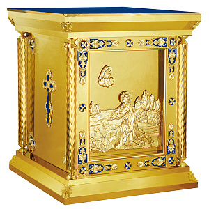 Жертвенник "Гефсиманский", эмаль, литье, высота 100 см (90х90х100 см синяя ткань, литье)