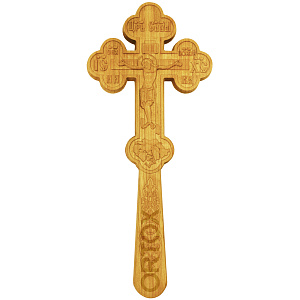 Крест требный деревянный резной светлый, 12х28 см (груша)