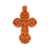 Деревянный нательный крестик "Ажурный", цвет светлый, высота 4 см