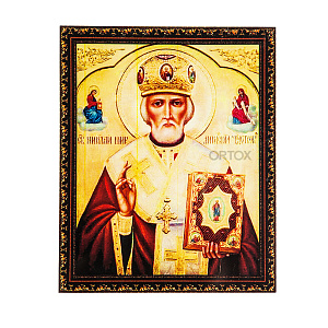 Алмазная мозаика "Икона святителя Николая Чудотворца" на подрамнике, 27х33 см (15 цветов страз)