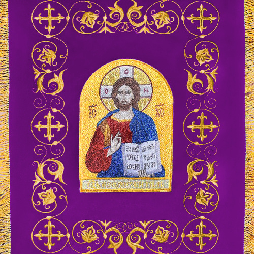 Хоругви вышитые фиолетовые, 50х145 см, комплект фото 3