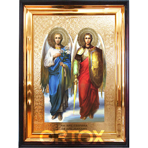 Икона большая храмовая Михаил и Гавриил Св.Арх., прямая рама (40х46 см)