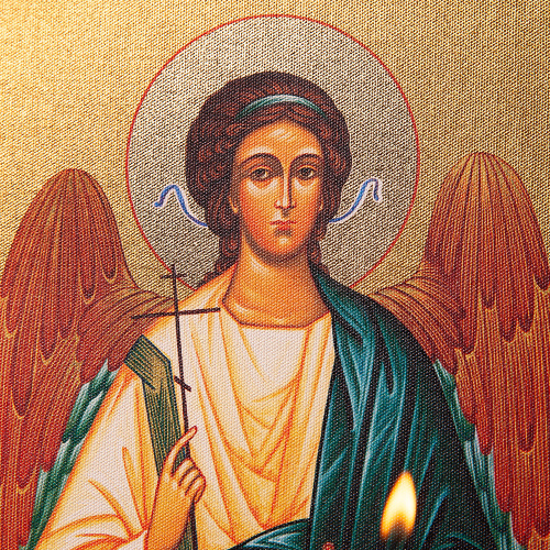 Икона Ангела-Хранителя на деревянной основе, цвет "кипарис", на холсте с золочением фото 4