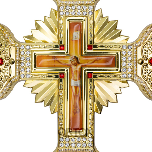Крест напрестольный / требный с подставкой, латунь, фианиты, эмаль фото 5