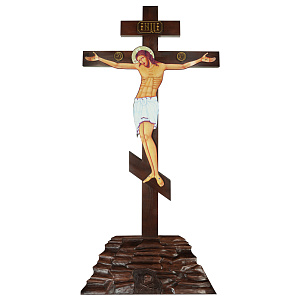 Крест-голгофа пристенная, цветная печать, резьба (180 см)