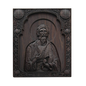 Икона апостола Андрея Первозванного, деревянная резная (4,7х6 см)
