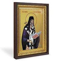 Икона святителя Симеона Солунского, в широком багете, цвет "темный дуб", на холсте, с золочением