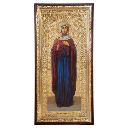 Икона большая храмовая мученицы Александры Римской, прямая рама, 60х120 см, У 8-0260