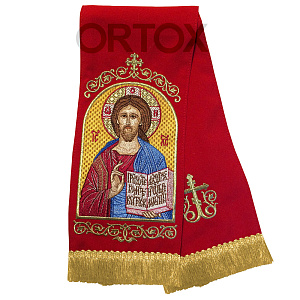 Закладки для Евангелия цветные с иконой Спасителя 160х14,5 см (красная)