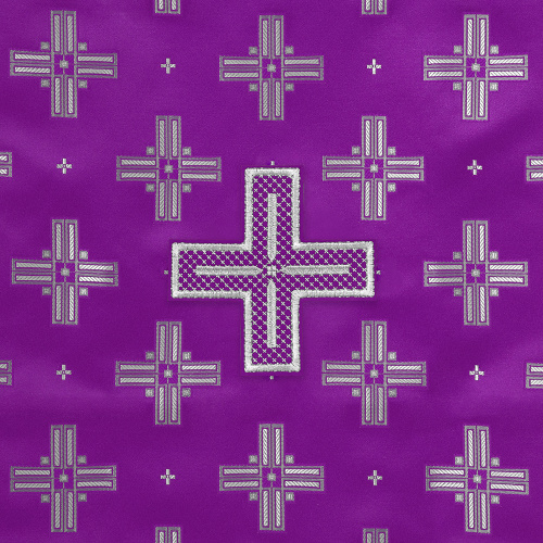 Накидка на аналой перекидная, шелк "Святительский", фиолетовая с серебром, 45,5х200 см фото 4