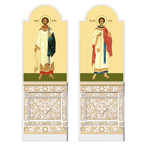 Диаконская дверь для "Романовского" иконостаса белая с золотом (патина), 220х70х10 см фото 4