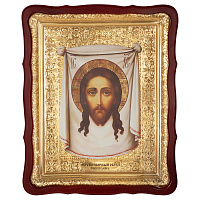 Икона большая храмовая Спасителя "Нерукотворный образ", фигурная рама, 55х70 см, У 8-0048