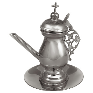 Чайник для теплоты, латунь, никелирование, высота 17 см (полировка)