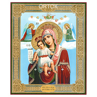 Икона Божией Матери "Достойно есть", 17х21 см, бумага, УФ-лак