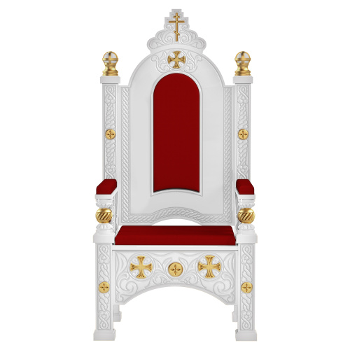 Архиерейский трон "Ярославский" белый с золотом (поталь), 70х58х161 см фото 2