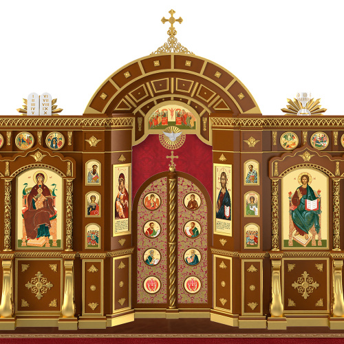 Иконостас "Рождественский" двухъярусный, цвет "кипарис" с золотом (поталь), 848,5х456х53 см фото 5
