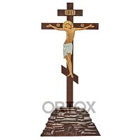 Крест-голгофа напольная №2, художественная тонировка, резьба