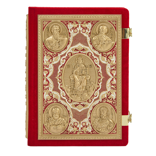 Апостол красный, оклад "под золото", бархат, эмаль, 23х30 см фото 8 Апостол красный, оклад "под золото", бархат, эмаль, 23х30 см фото 8