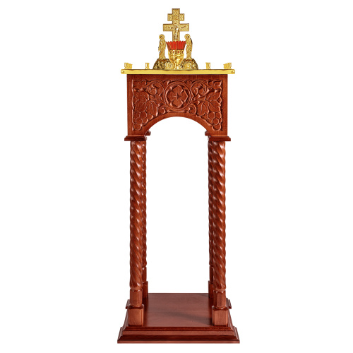 Панихидный стол на 36-50 свечей "Суздальский", цвет "кипарис", колонны, резьба, высота 100 см фото 2
