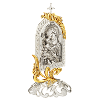 Икона Божией Матери "Владимирская" латунная, в серебрении